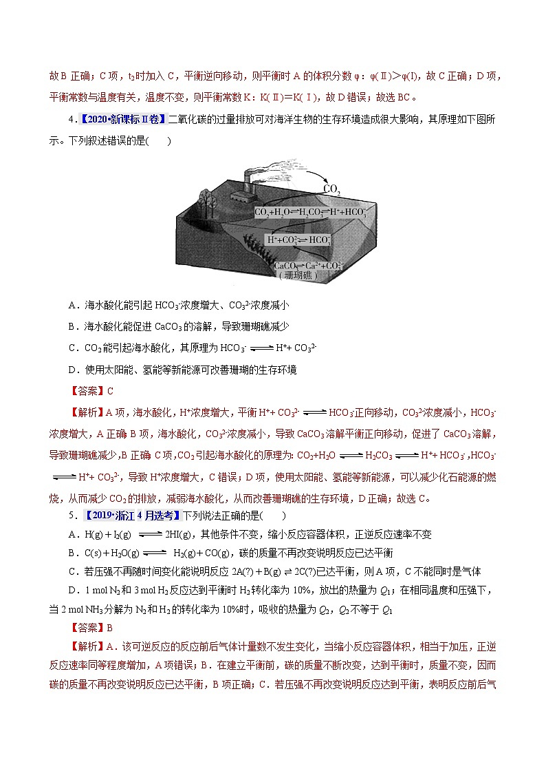 考点22  化学平衡状态与化学平衡移动 真题过关 2023年高考化学一轮复习03