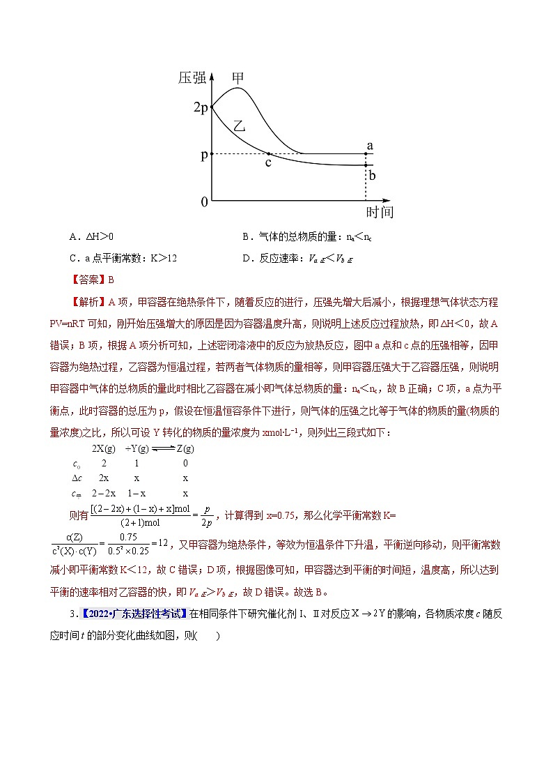 考点25  化学反应速率与平衡图象 真题过关 2023年高考化学一轮复习02