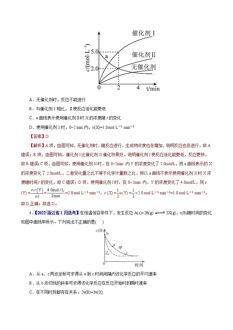 考点25  化学反应速率与平衡图象 真题过关 2023年高考化学一轮复习03