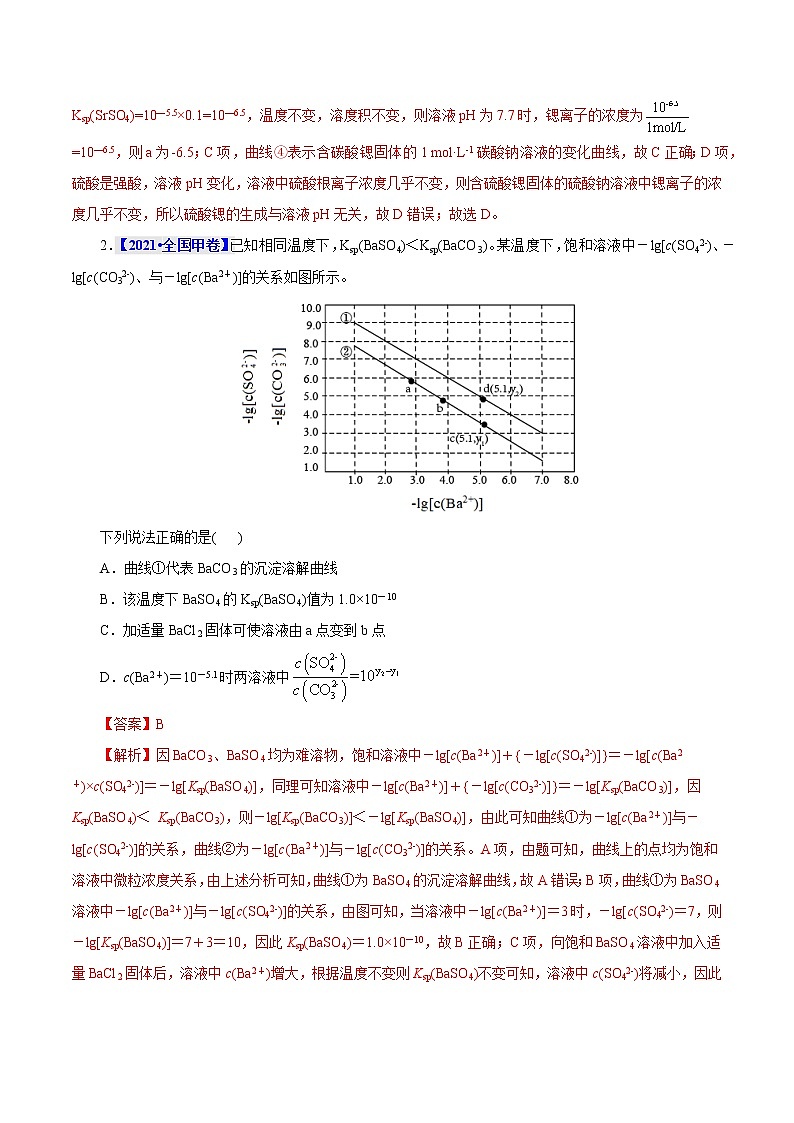 考点29  沉淀溶解平衡 真题过关 （教师版）2023年高考化学一轮复习第2页
