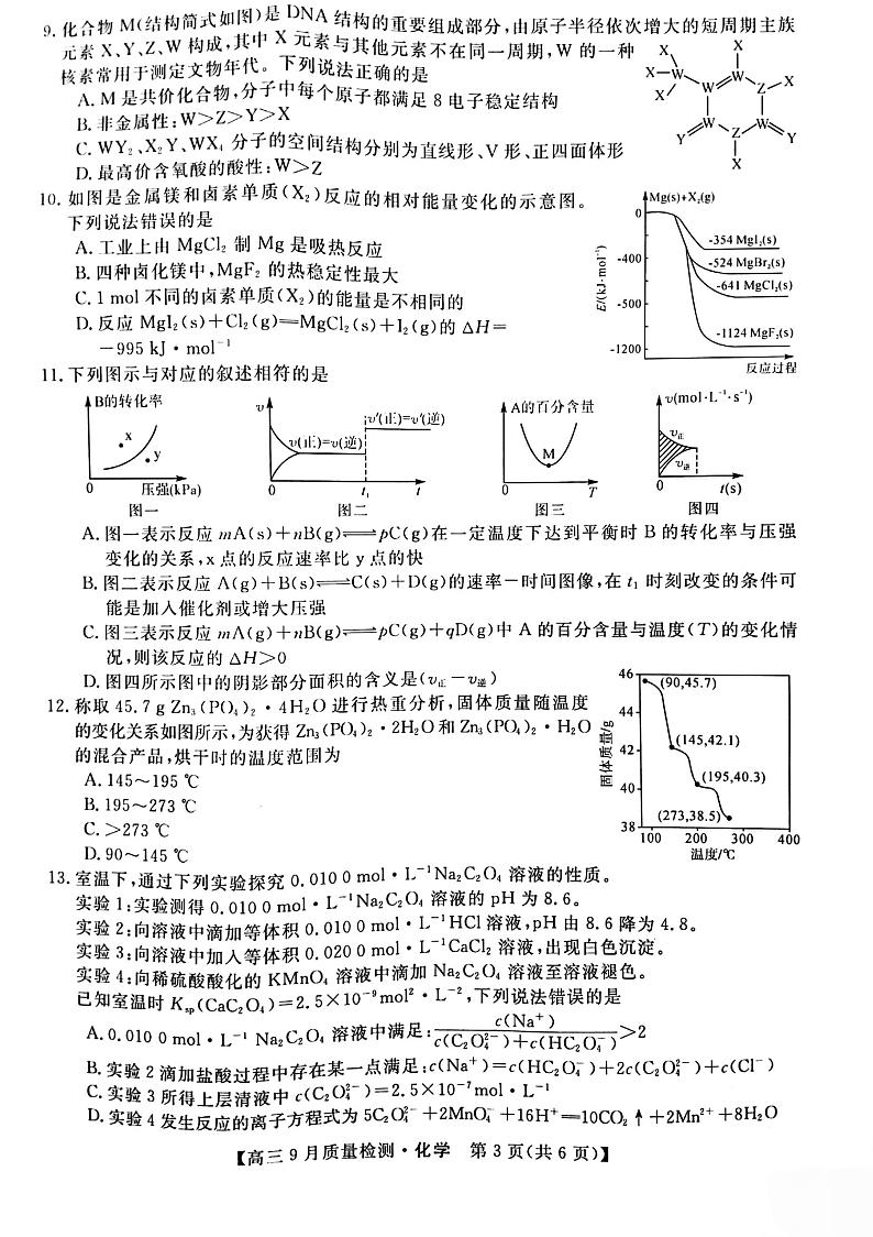 2023金科大联考高三上学期9月联考化学试题扫描版含解析03