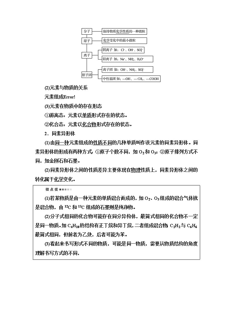 鲁科版高考化学一轮总复习第2章第1节元素与物质分类课时学案03