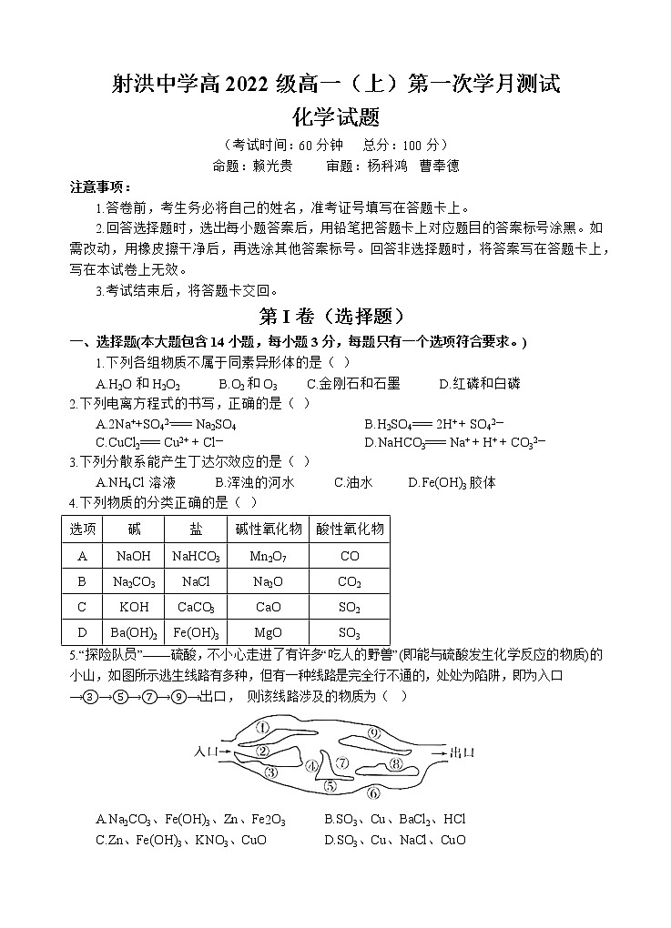 化学试题第1页