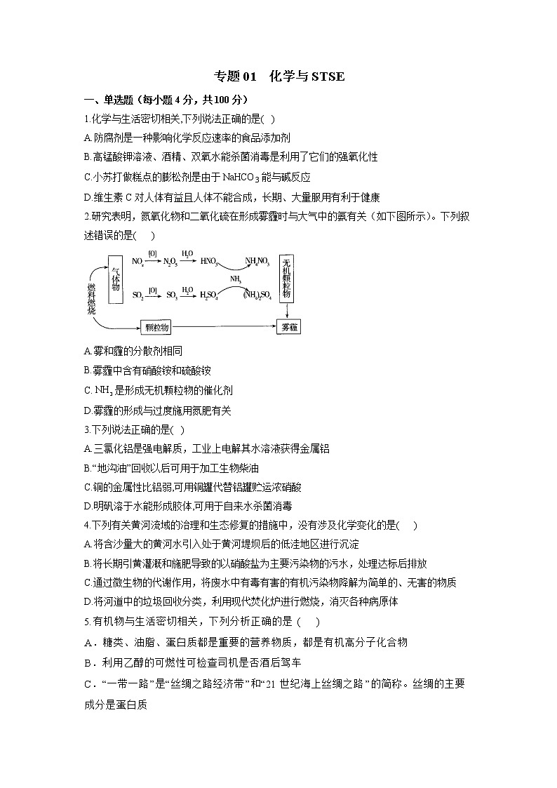 01 化学与STSE—测试第1页