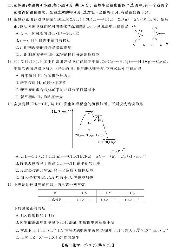 2022湖南省天壹名校联盟・10月高二联考化学试卷PDF版含（试题答案答题卡）03