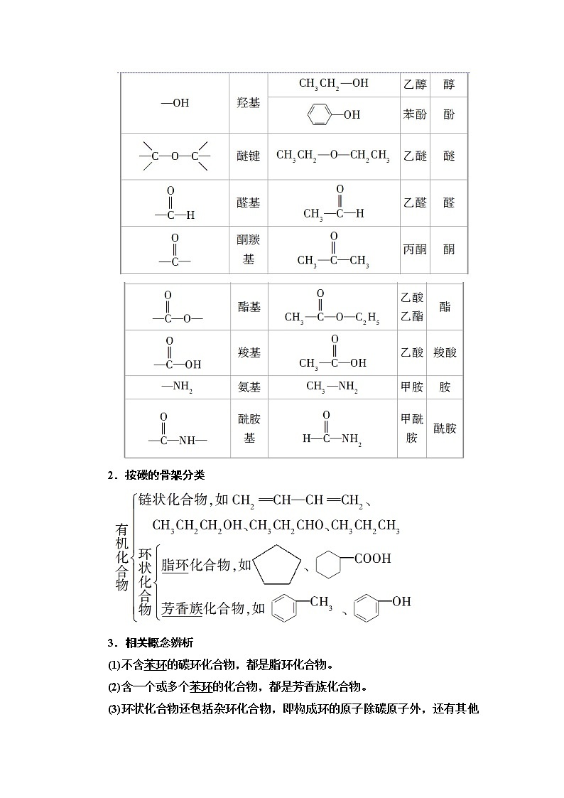 苏教版高中化学选择性必修3专题2第2单元基础课时5有机化合物的分类学案02