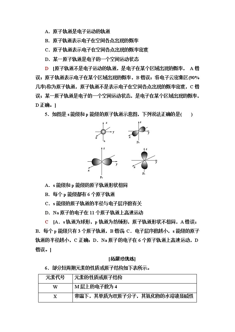 苏教版高中化学选择性必修2课后素养落实4人类对原子结构的认识及原子核外电子的运动特征含答案第2页