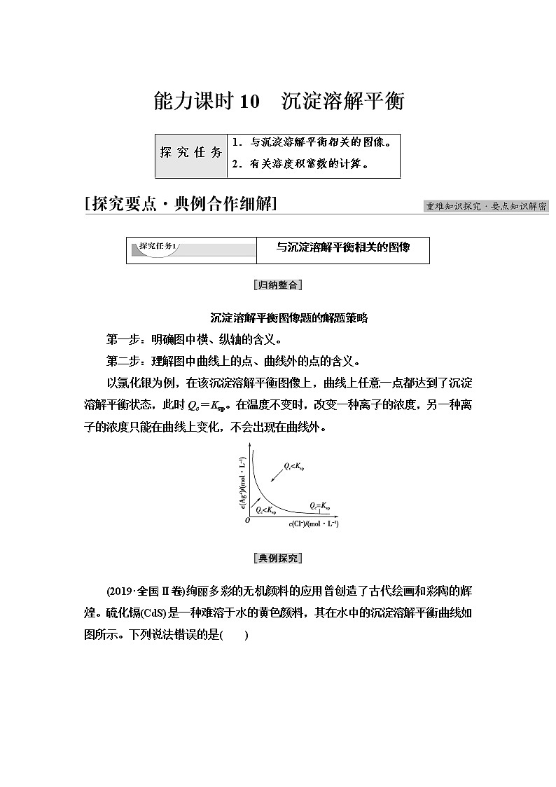 苏教版高中化学选择性必修1专题3第4单元能力课时10沉淀溶解平衡学案01