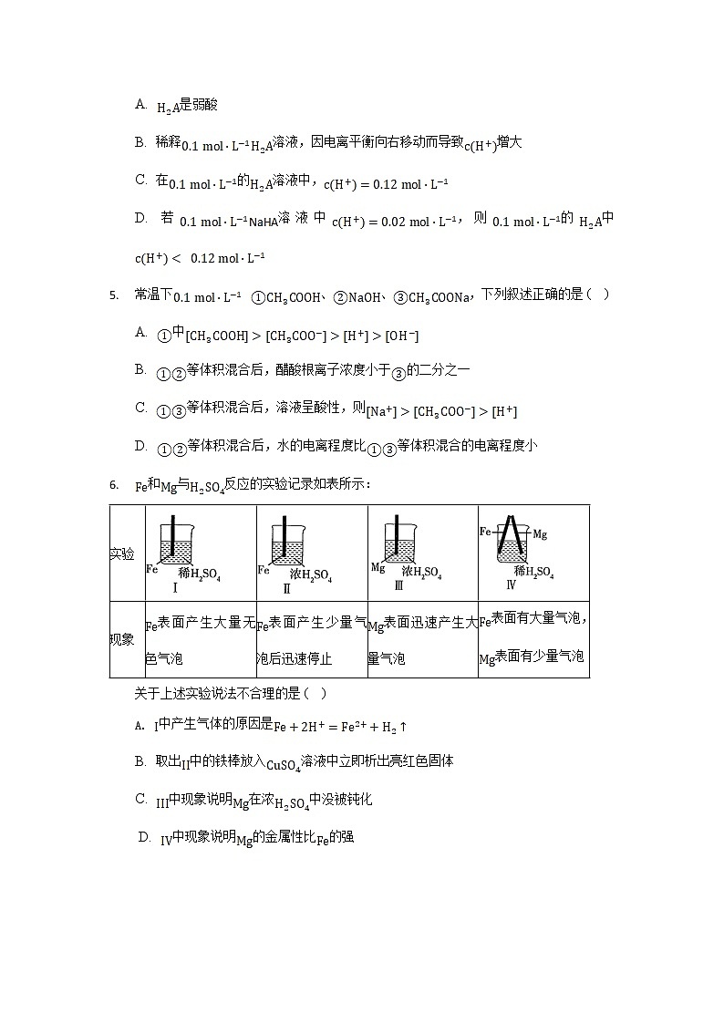 2023通化辉南县六中高二上学期第一次月考化学试卷无答案第2页
