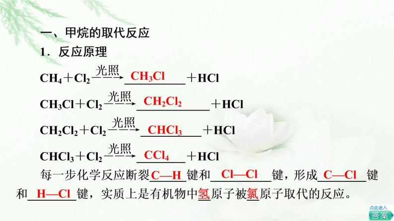 鲁科版高中化学必修第二册第3章第1节基础课时13烷烃的取代反应、官能团和同分异构现象课件05