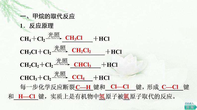 鲁科版高中化学必修第二册第3章第1节基础课时13烷烃的取代反应、官能团和同分异构现象课件第5页