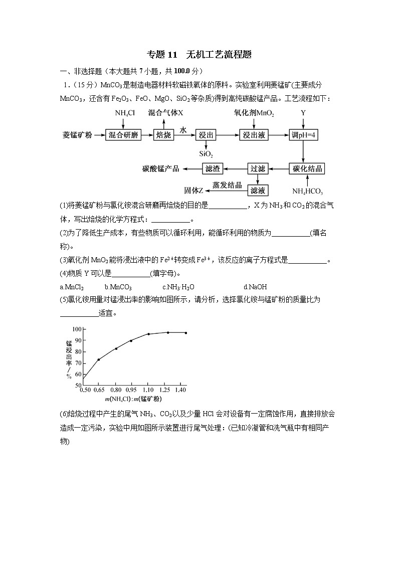 11  无机工艺流程题—测试第1页