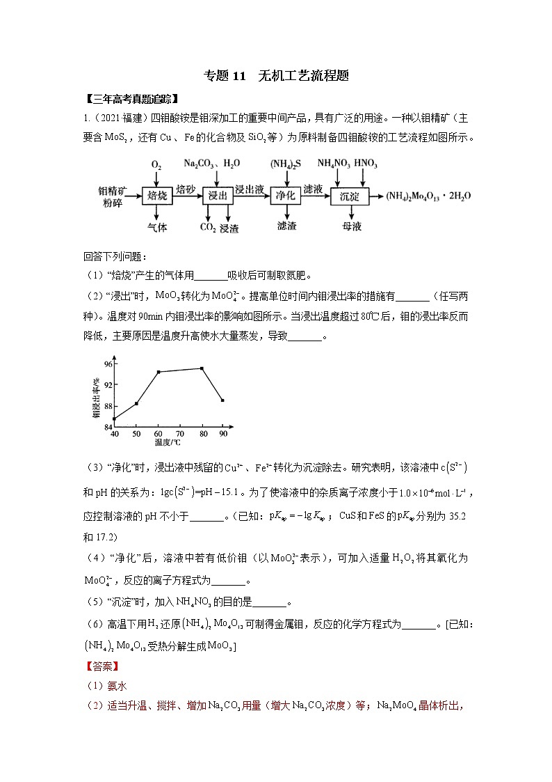 11  无机工艺流程题—练习(含答案解析)第1页