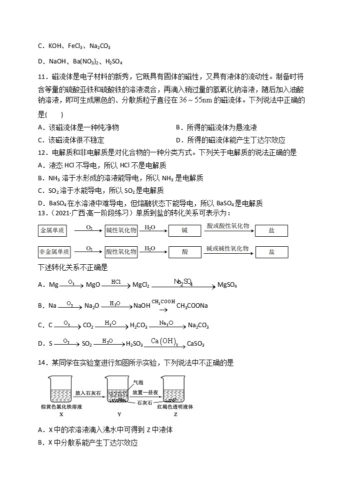 2023石家庄二中高一上学期适应性考试化学试题含答案第3页