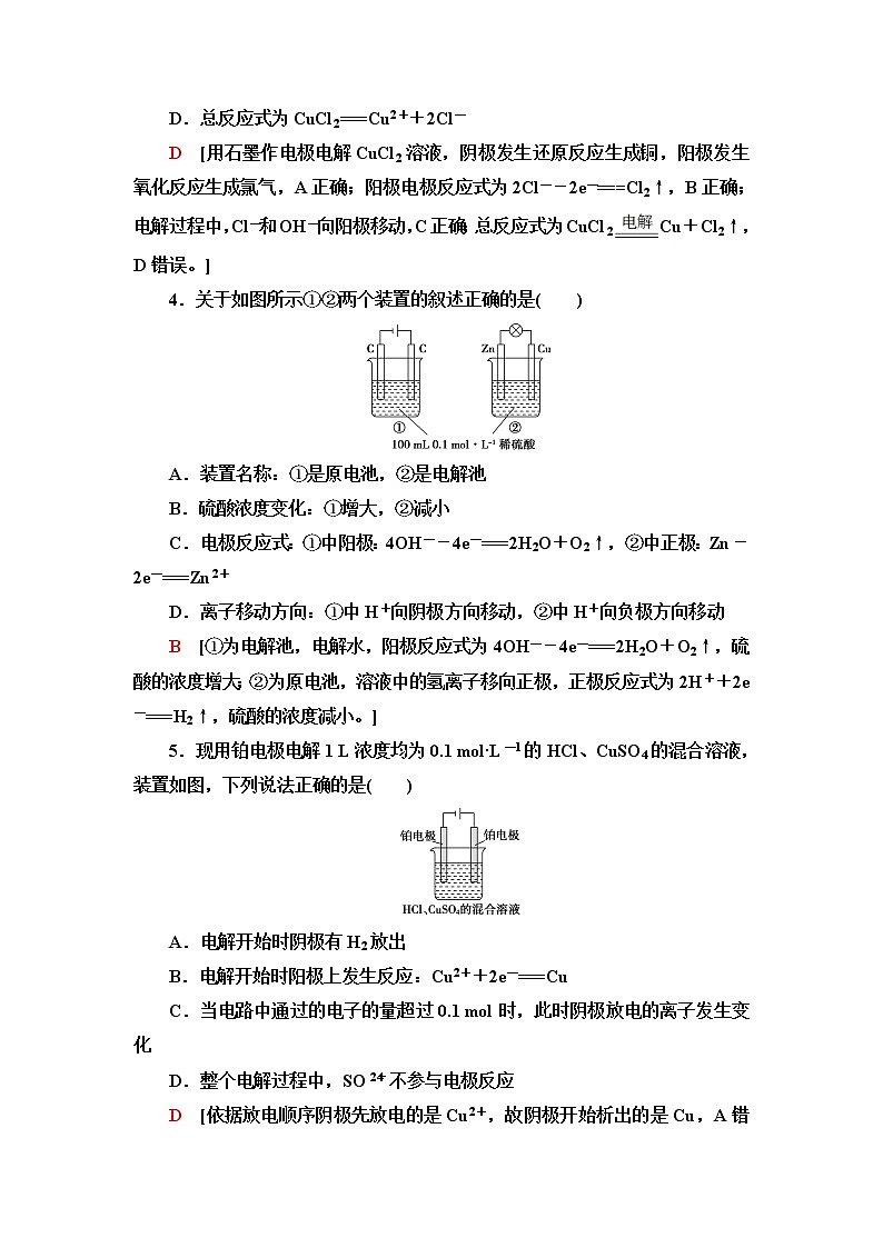 人教版高中化学选择性必修1基础课时落实18电解原理含答案第2页