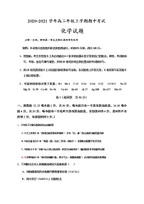 2021衡水武邑武罗学校高三上学期期中考试化学试题含答案