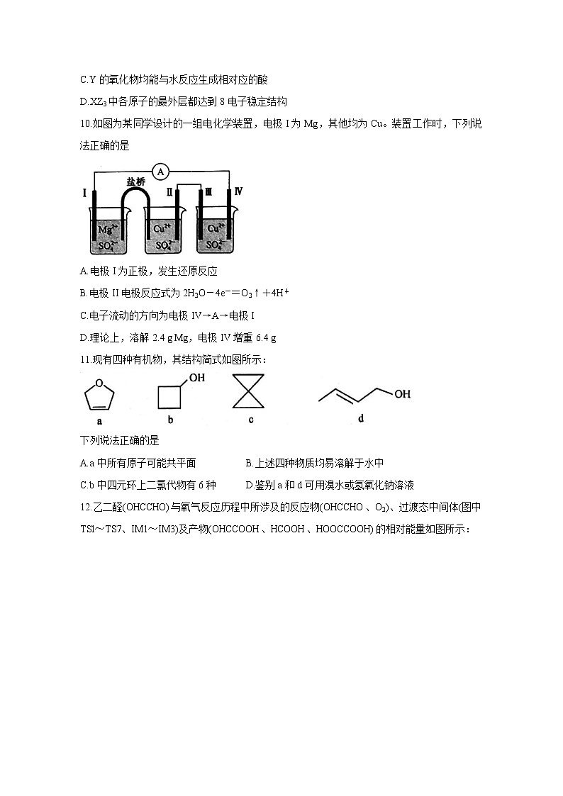 2021河南省九师联盟高三下学期2月联考化学含答案 试卷02