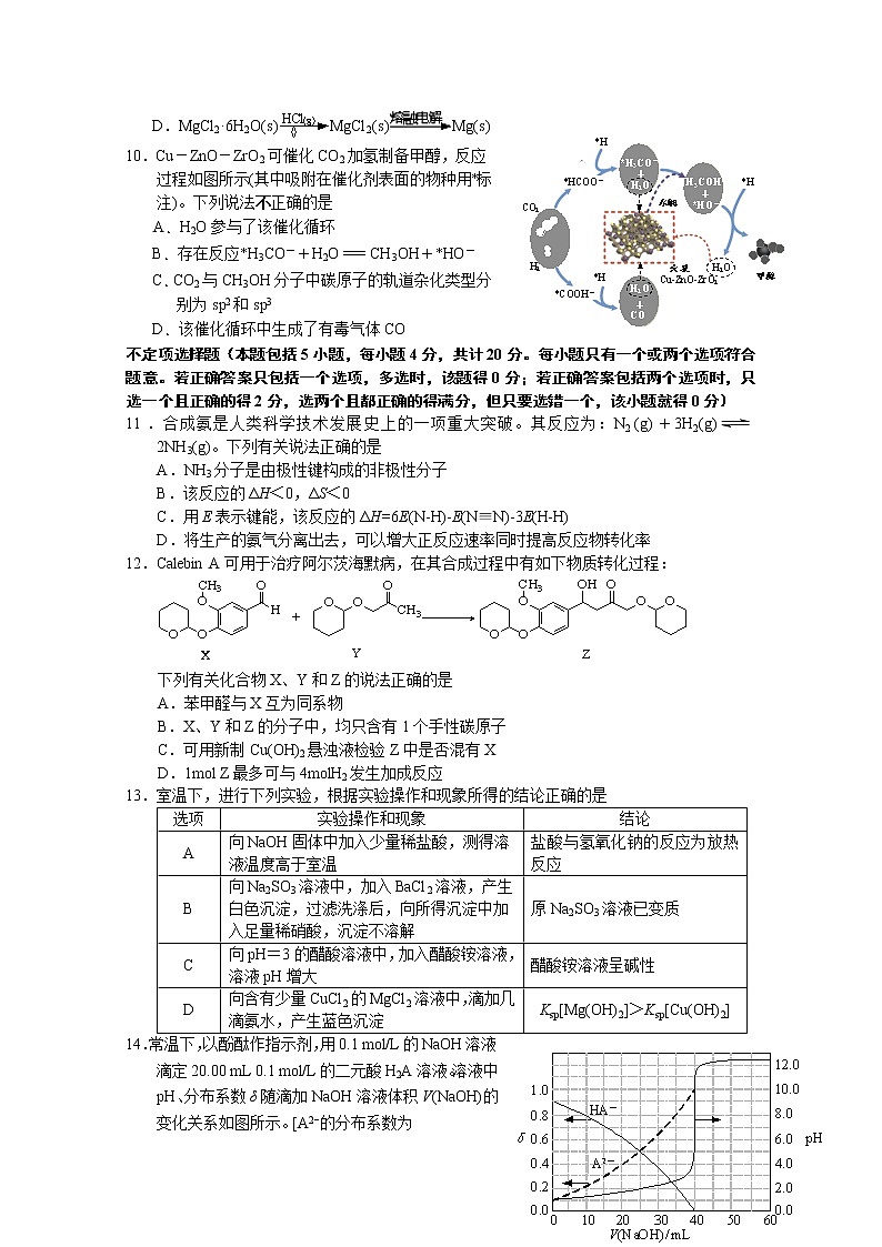 2021江苏基地学校高三上学期第一次大联考试题（12月）化学含答案第3页