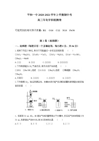 2021平和县一中高三上学期期中考试化学含答案