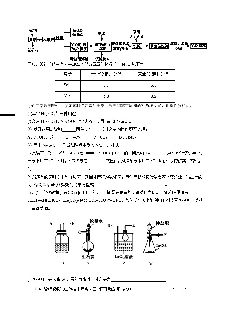 2021江西省上高二中高三上学期第三次月考理综化学试题含答案03