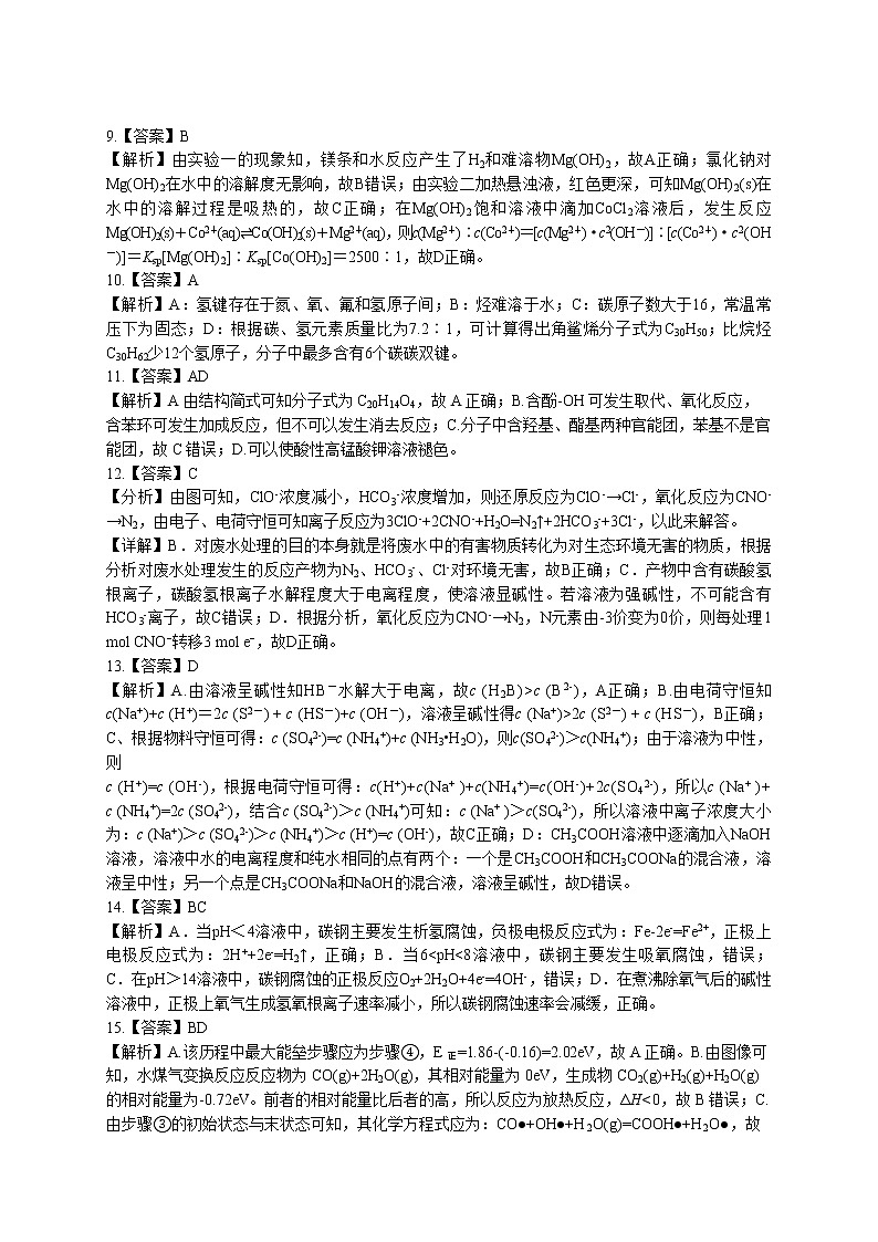 化学参考答案第2页