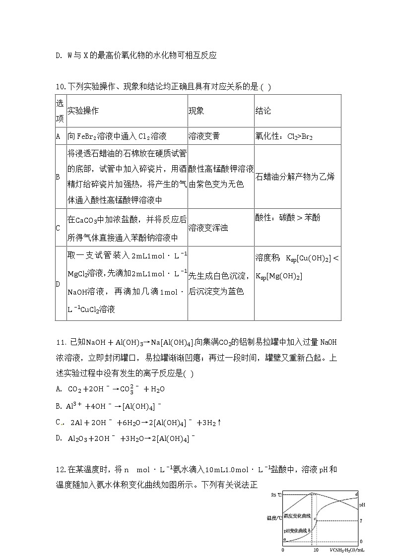 2020西安中学高三适应性考试（三）化学试题含答案02