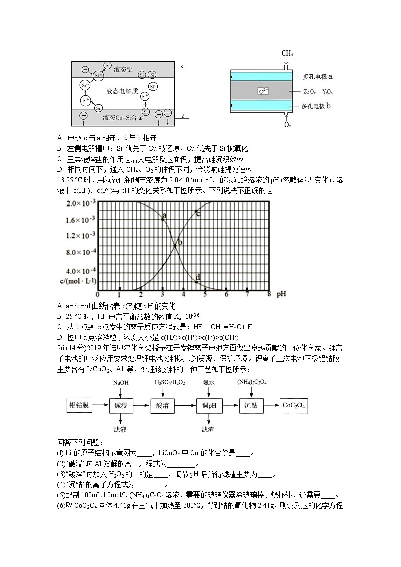 2020宜宾叙州区二中校高三下学期第四学月考试理综-化学试题含答案02