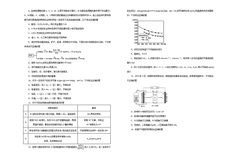 2020江西名师联盟高三上学期第一次模拟考试化学试题含解析02