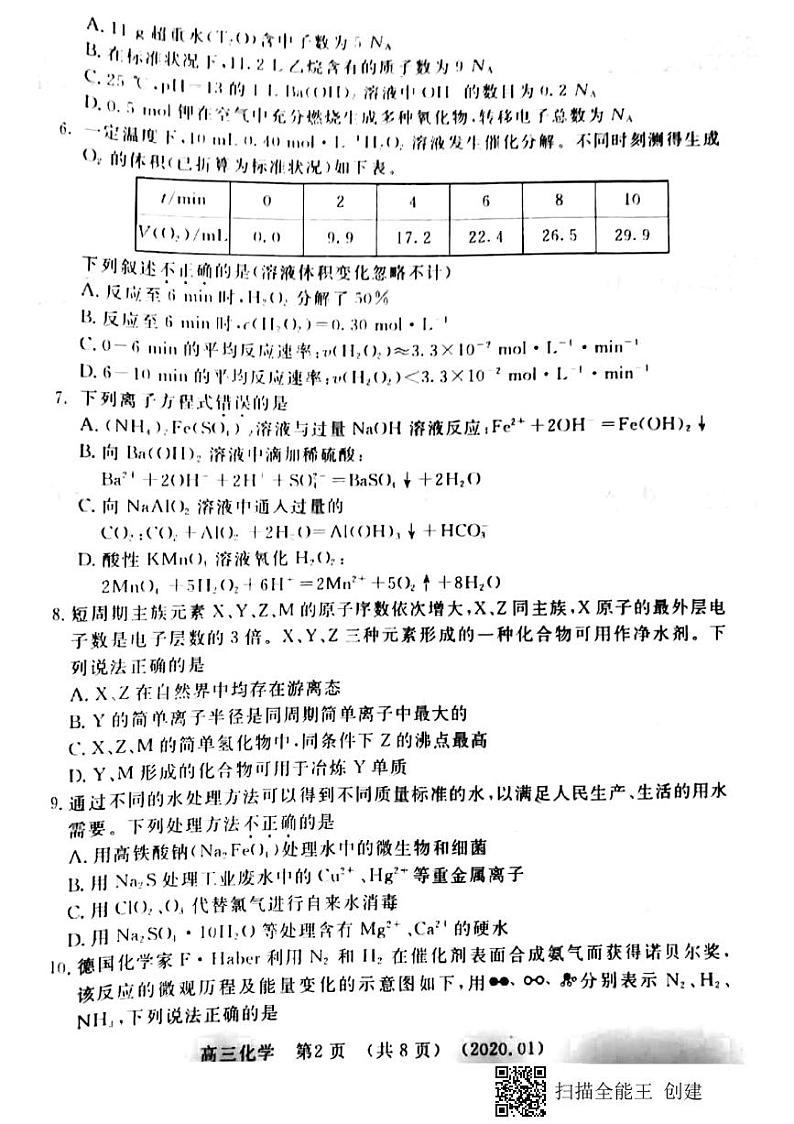 2020洛阳高三上学期第一次统一考试（1月）化学试题PDF版含答案02