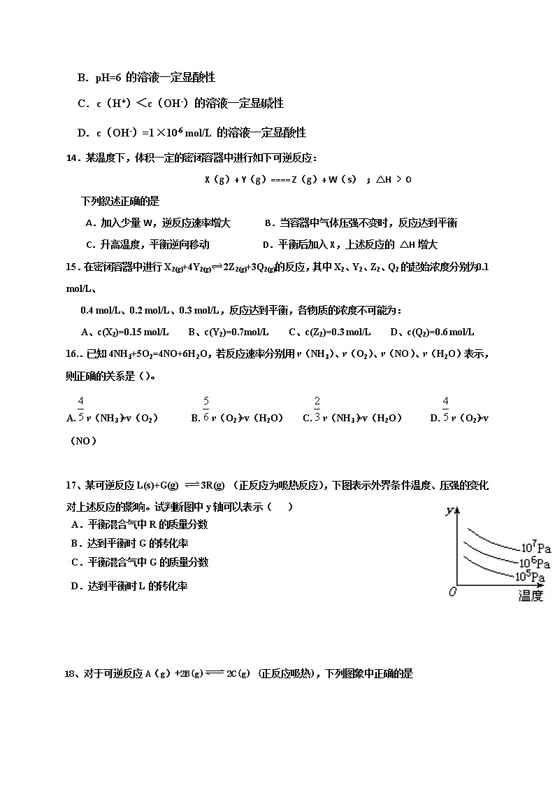 2021乌鲁木齐二十中高二上学期段考（期中）化学试题含答案03