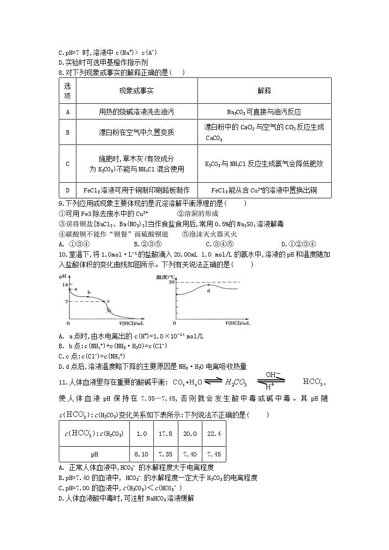 2021达州大竹中学高二下学期期中考试化学试卷含答案02