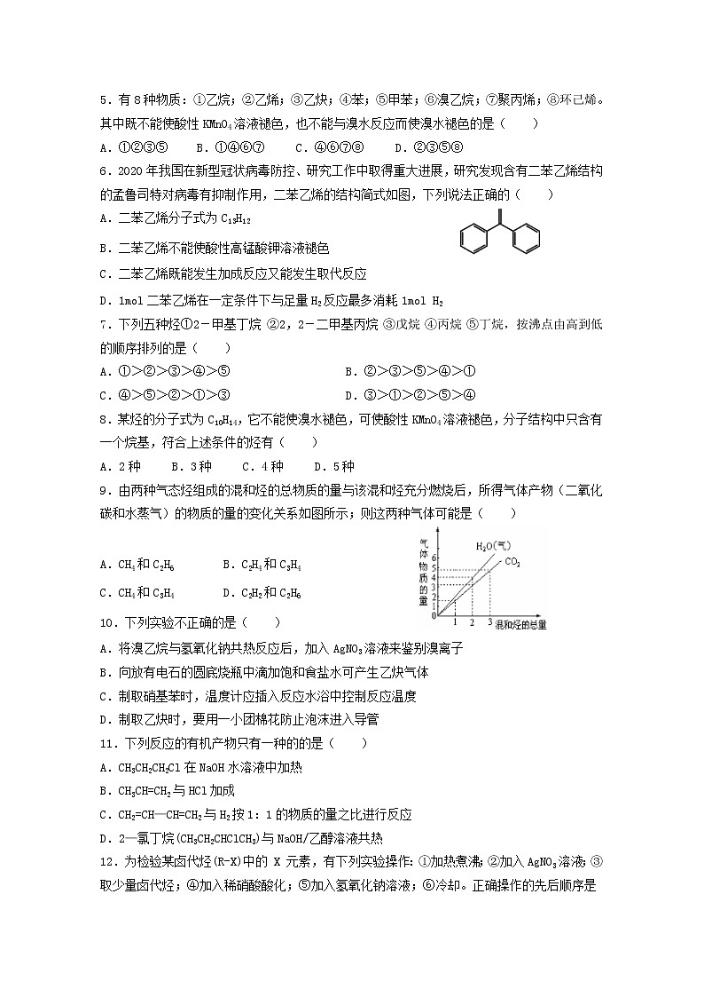 2021天水一中高二下学期第一阶段考试化学试题含答案02