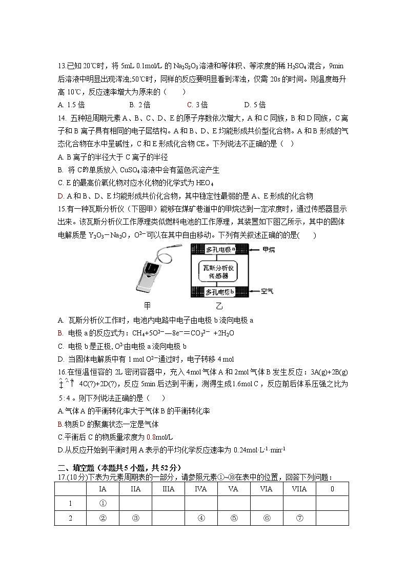 2021江西省上高二中高一下学期第四次月考试题（4月）化学含答案第3页