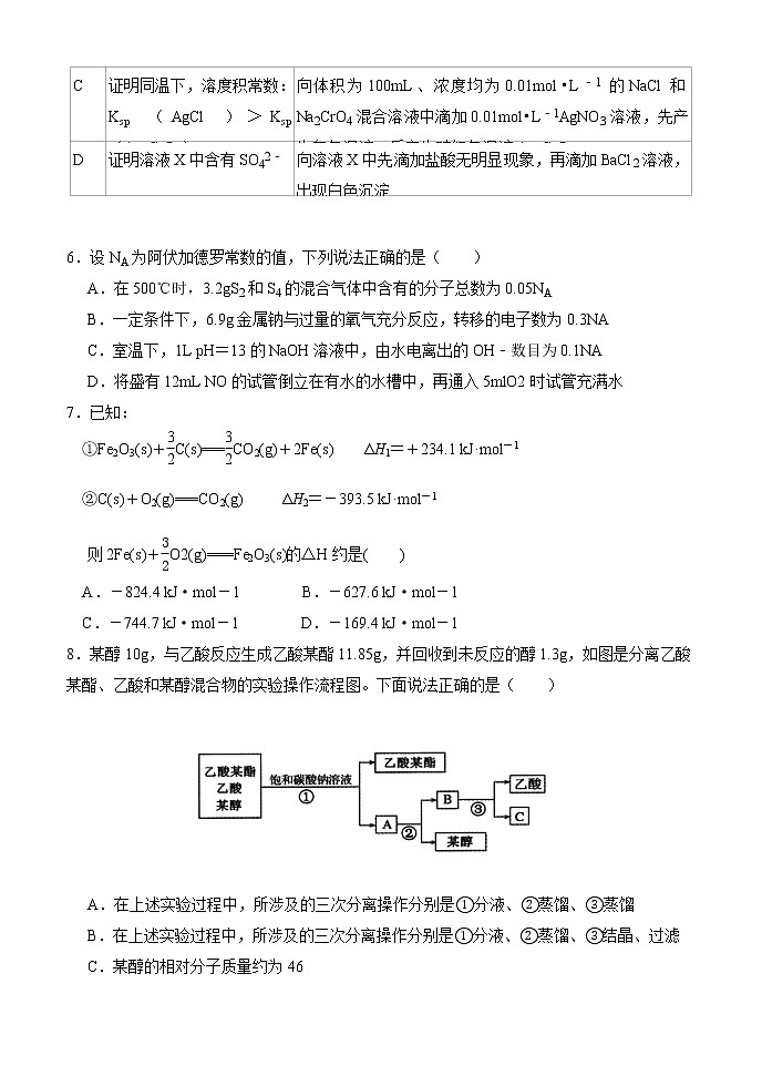 2021鸡泽县一中高二下学期4月月考化学试题含答案第2页