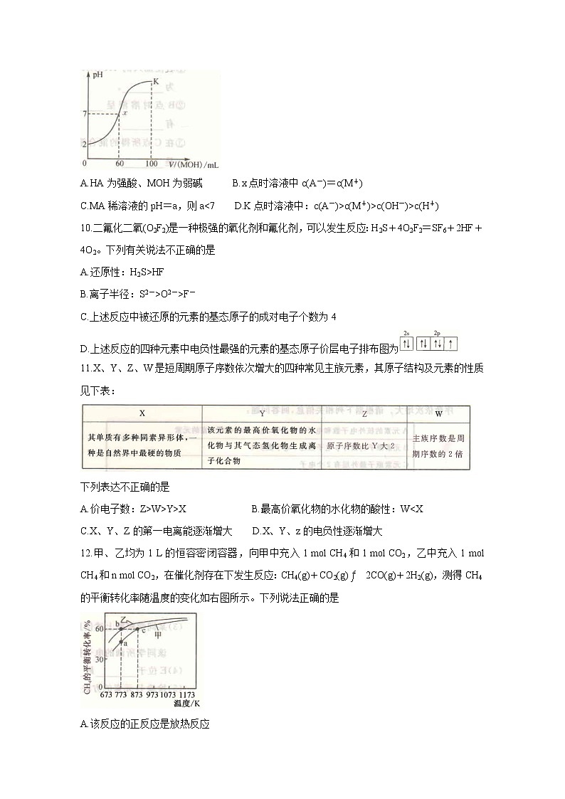 2021开封高二上学期五县联考期末化学含答案 试卷03