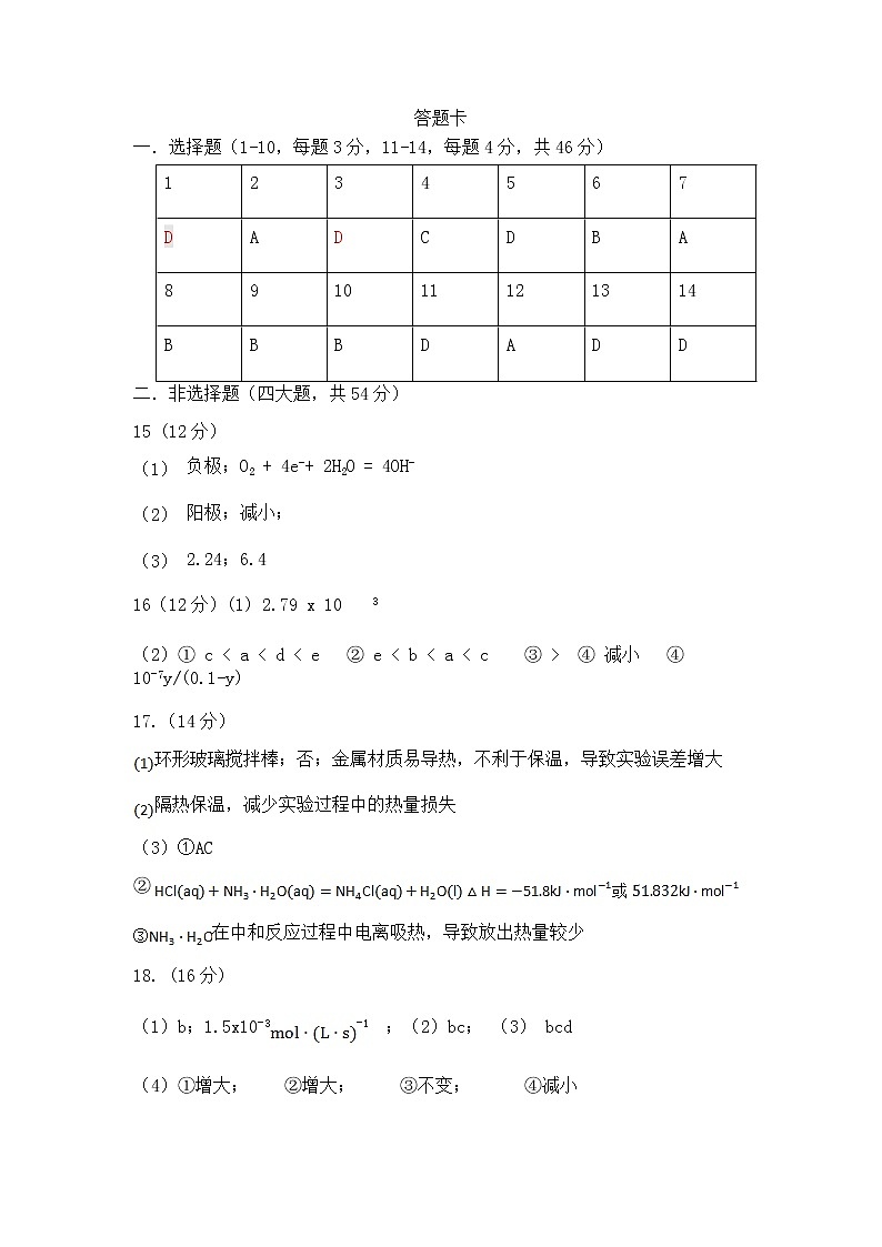 2021邯郸大名县一中高二上学期期末考试化学试题（可编辑）PDF版含答案01