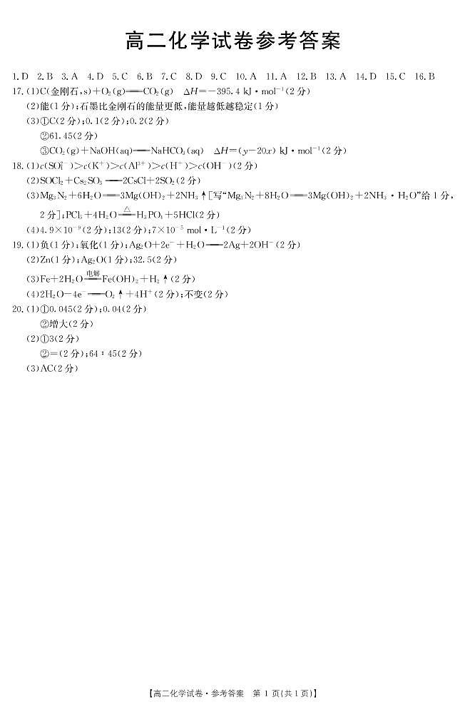 2021湖南省三湘名校联盟高二上学期12月联考化学试题PDF版含答案01