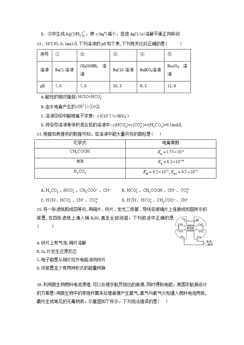 2021合肥十一中高二上学期第二次月考化学试题含答案03
