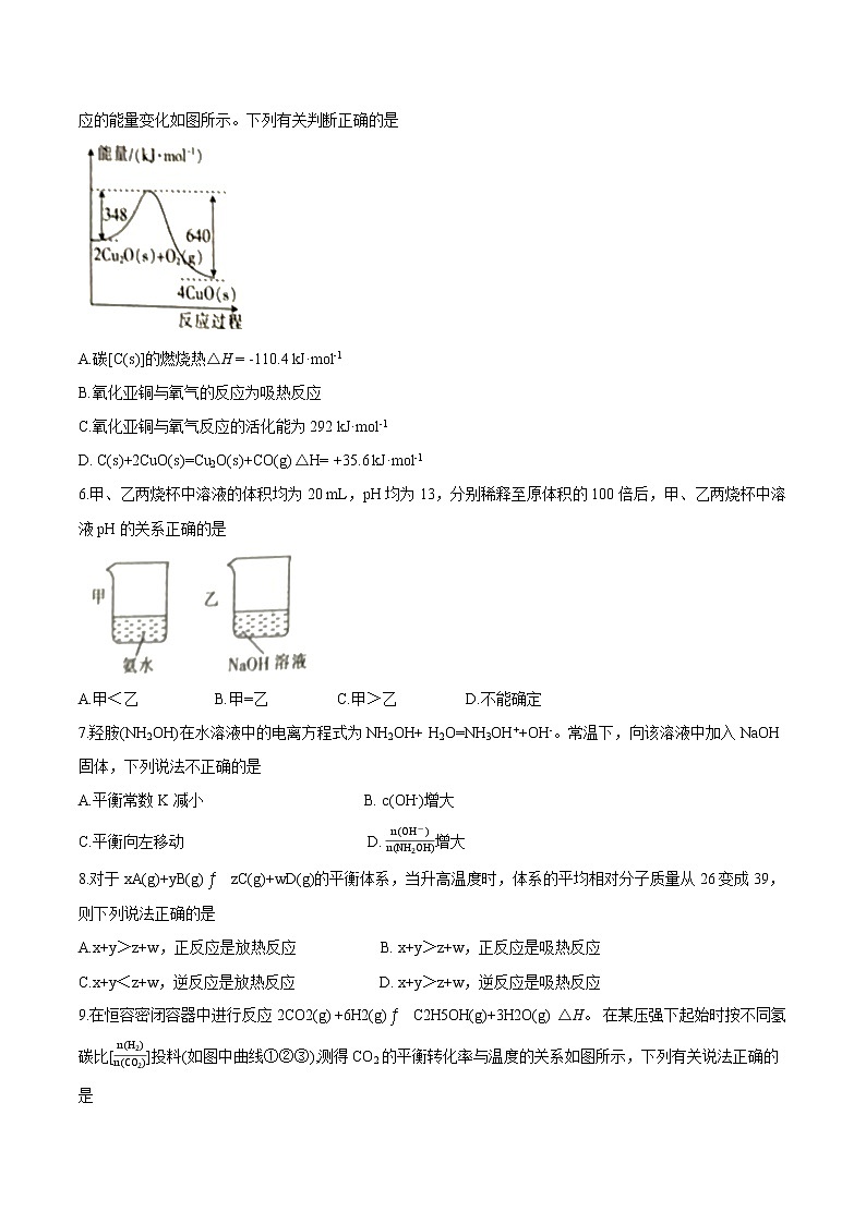2021邯郸联盟校高二上学期期中考试化学试题含答案02