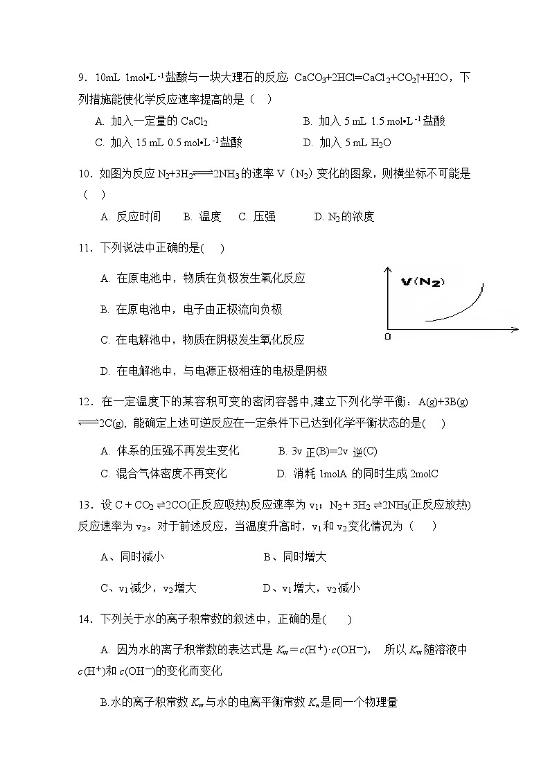 2020福建省福清西山学校高中部高二上学期期中考试化学试题缺答案第3页