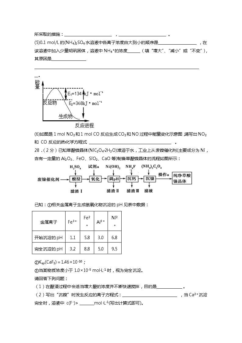 2020拉萨拉萨中学高二下学期第六次月考化学试卷含答案03