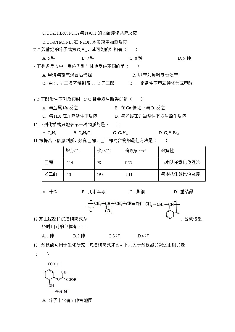2020河北省鹿泉一中高二5月月考化学试题含答案02