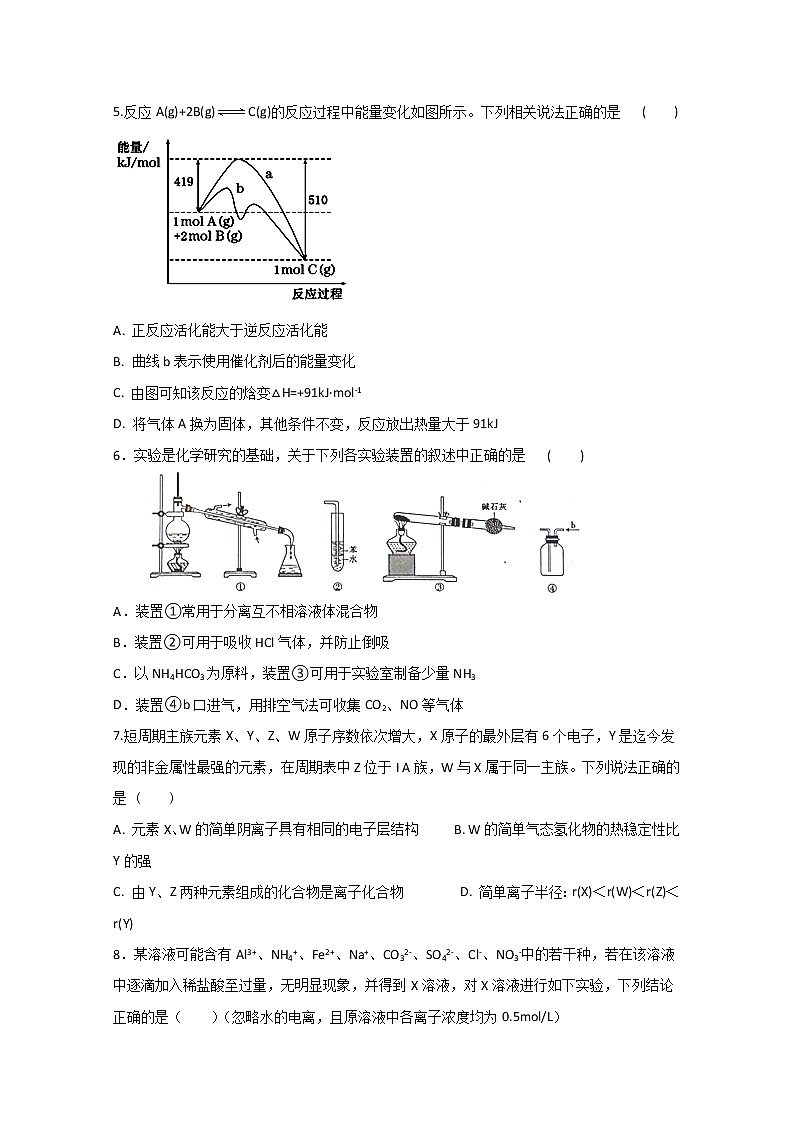 2020忻州一中高二下学期期中考试化学试题含答案02