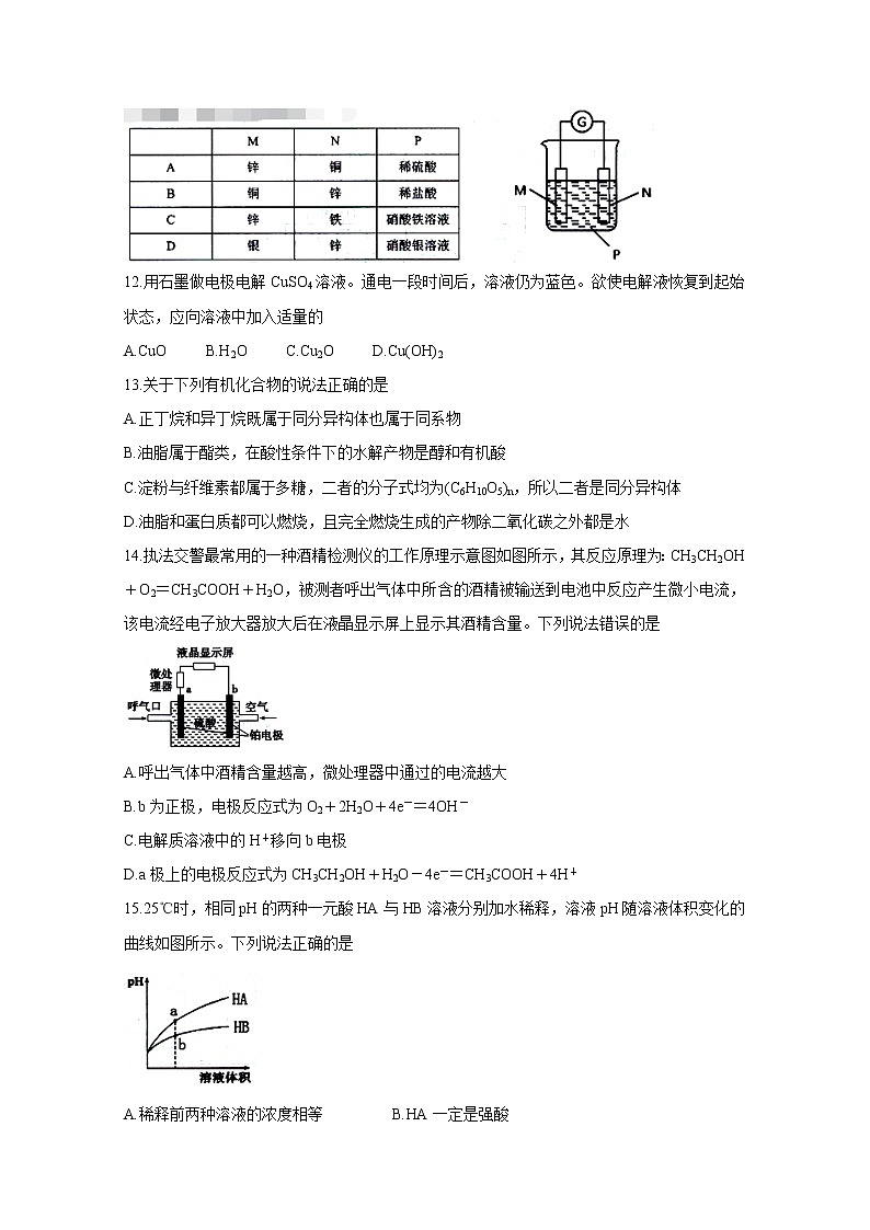 2020珠海高二上学期期末考试化学含答案03