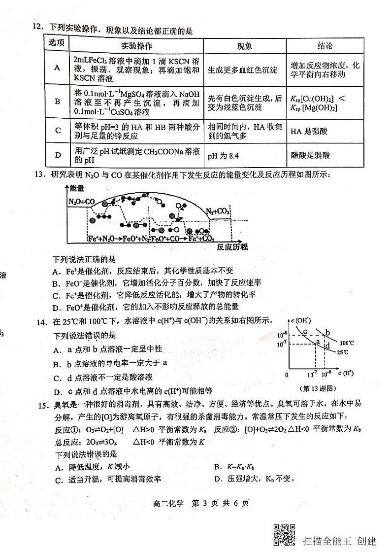 2020广州荔湾区高二上学期期末化学试题PDF版缺答案03