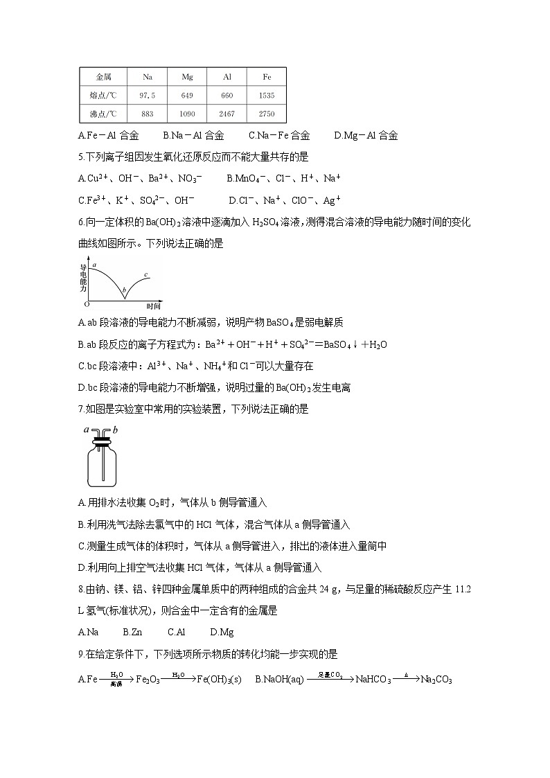 2021河南省九师联盟高一上学期1月联考试题化学含答案第2页