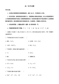 2021省齐齐哈尔高一上学期期末考试化学试题含答案