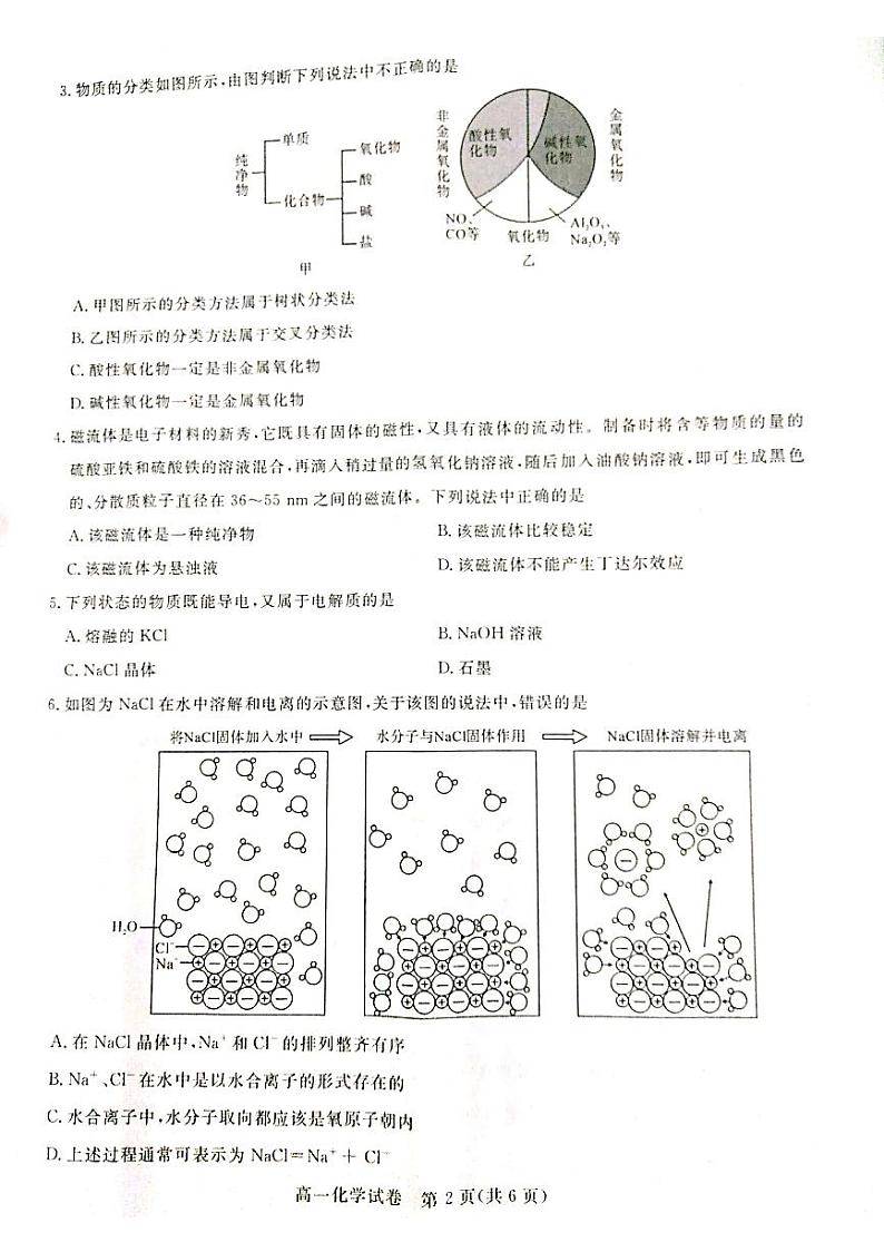 2021运城新绛中学、河津中学等校高一上学期10月联考化学试题扫描版含答案02