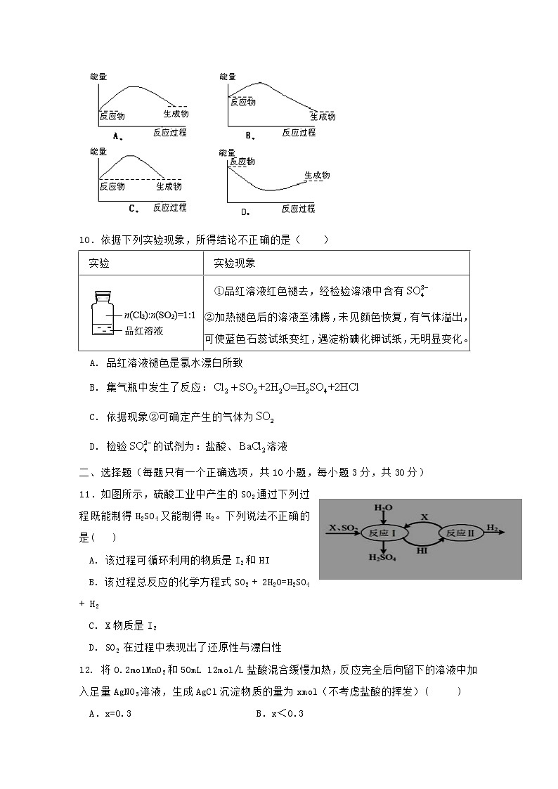 2020铁岭调兵山一中高一下学期第一次月考化学试题含答案第3页