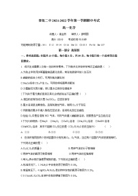 2021-2022学年上学期山东省青岛市2中高一期中化学试题（无答案）